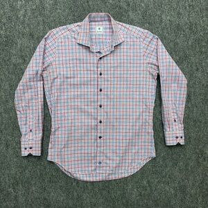 Mens David Donahue button up / button down shirt long sleeve size‎ Large plaid